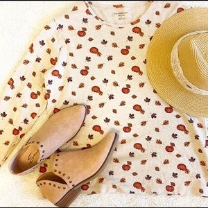 Croft & Barrow Pima Cotton Cream Pumpkin Classic Long Sleeve Crewneck Tee in L